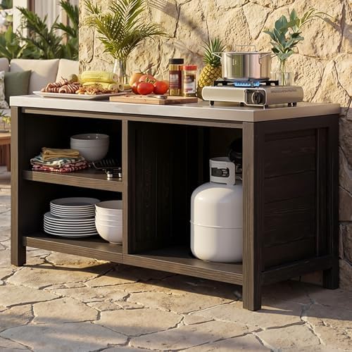 MOUMON Patio Kitchen Cabinet with Tank Storage & Stainless Steel Countertop by MOUMON