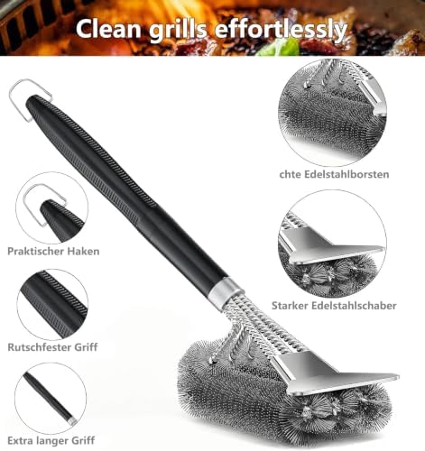 Grill Brush and Scraper, Adjustable Handle BBQ Grill Brush for Outdoor Grill，Extra Strong BBQ Cleaner Accessories for Gas/Charcoal Grilling Grates - Image 2