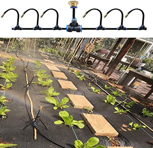 Outdoor Misting Cooling System Kit with Flexible Adjustable Nozzles & Flexible Misting Line & Filter, Patio Misters Mister System Drip Irrigation System for Outside Patio(Size:10m Tube+ 10 nozzles,) by Unknown