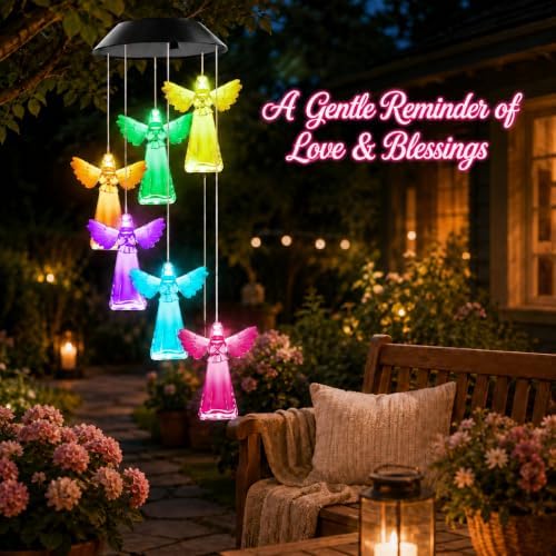 Winzwon Angel Solar Wind Chimes for Outside, Memorial Garden Decorations - Image 7