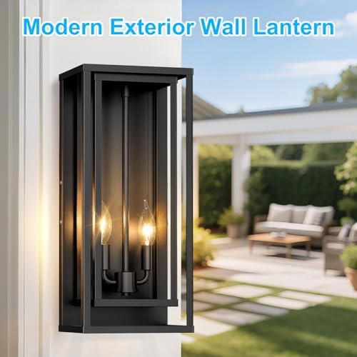 Large Outdoor Wall Lanterns, 18” Exterior Waterproof Rectangular Sconce - Image 6