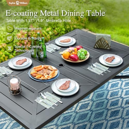 Sophia & William Patio Dining Set for 6 w/Swivel Textilene Chairs, Blue - Image 6