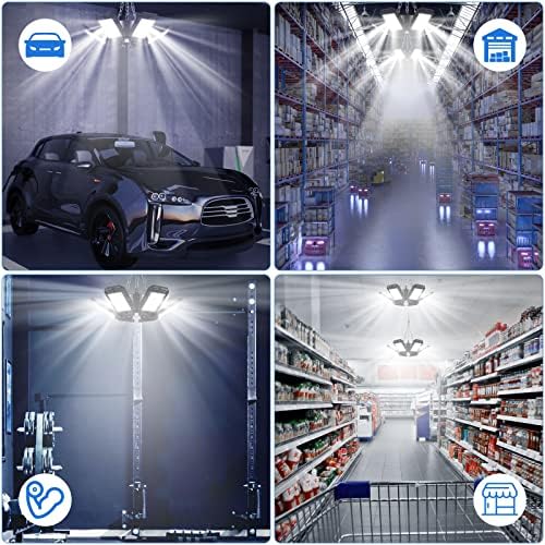 Aoretic LED Garage Lights 4 Pack -180W, 18000LM 6500K Led Shop Light with 6+1 Deformable Panels, Basement Barn Light Garages Ceiling Lights, E26/E27 for Garage, Warehouse, Shop, Basement - Image 7