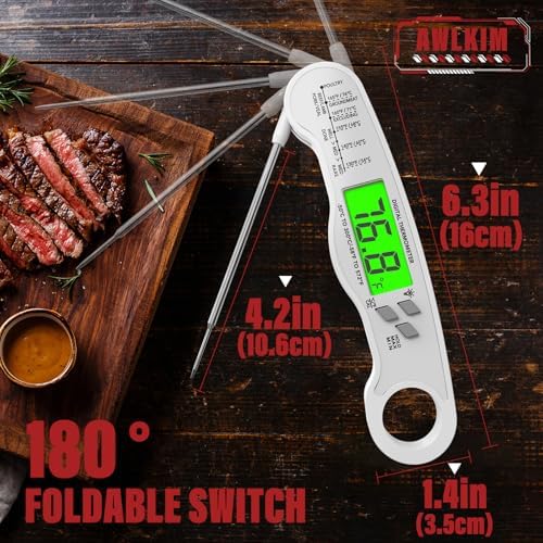 AWLKIM Meat Thermometer Digital, Instant Read Food Thermometer, White - Image 3