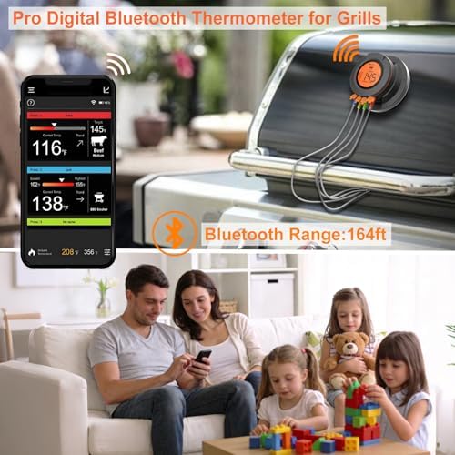Bluetooth Grill Thermometer with LCD Display & App Alerts, 2 Meat Probes - Image 3