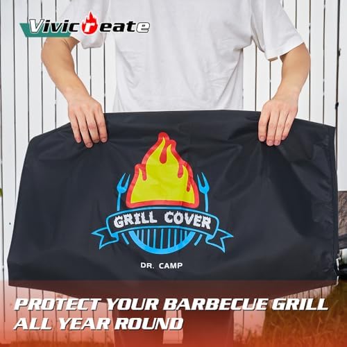 Vivicreate Waterproof BBQ Grill Cover 32 Inch Heavy Duty 420D Fabric Outdoor Barbecue Cover Weatherproof UV Protection Windproof Fits Weber Char-Broil Nexgrill Traeger Smoker Parrilla - Image 6