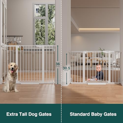 Cumbor 36 in Extra Tall Baby Gate for Stairs, 29.7-51.5 in Dog Gate White - Image 2