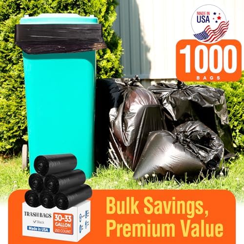 Delxo 30-33 Gallon Trash Bags, 1000 Count Bulk Value Large Garbage Bags - Image 3