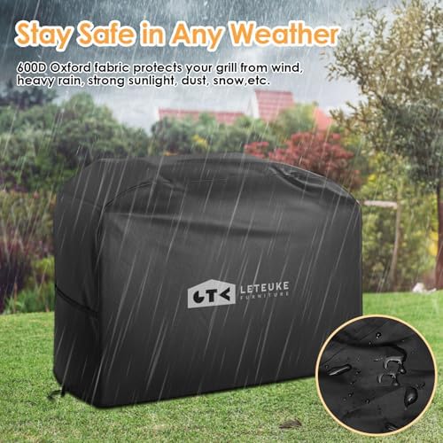Leteuke Grill Cover for Outdoor Grill Cart Grill Table - Image 3