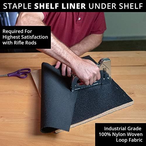 Gun Storage Solutions Rifle Rods Starter Kit with Shelf Liner Gun Organizer System Store More Guns Easy Access for Safety with Nylon Woven Loop Fabric - Image 4