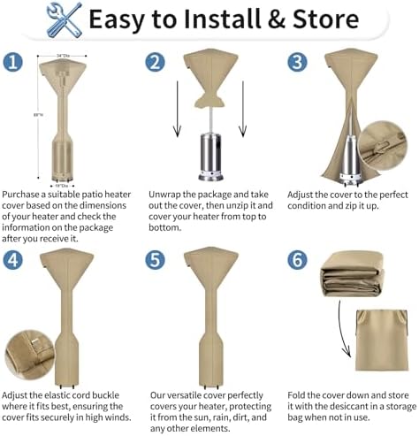 OutdoorLines Waterproof Patio Heater Covers with Zipper and Storage Bag, - Image 6