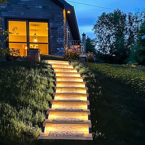 JOFIOS Solar Step Lights for Outside,4pack Solar Stair Lights Outdoor Waterproof IP67,Outdoor Deck Step Lights,Solar Outdoor Lights for Staircase,Patio,Front Step(Warm Brown) - Image 5