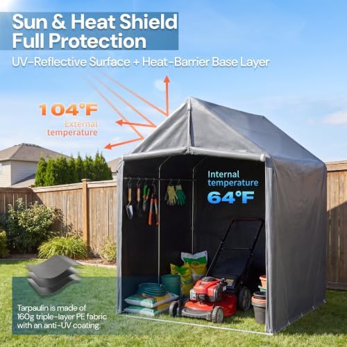 HOTEAGLE Sheds & Outdoor Storage, Portable Garage 6 x 4 ft - Image 4