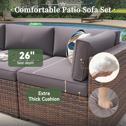 Aoxun 12 Piece Patio Furniture Set with 44" Fire Pit Table Wicker Rattan - Image 3