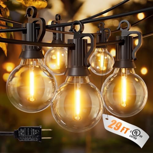 Outdoor String Lights, 29FT 12+1 G40 Bulbs Shatterproof Patio Lights by Brightown