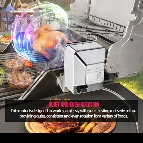 Heavy Duty 110V 4W Grill Electric Rotisserie Motor with Maximum 30lb Load Capacity and On/Off Switch, Universal Stainless Steel BBQ Grill Rotisserie Motor Accessories for Outdoor Rotisserie Cooker - Image 6