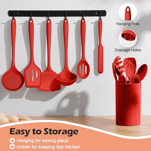 Homikit Kitchen Cooking Utensils Set, 15-Piece Silicone Spatula with Holder - Image 4