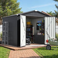 JUMMICO 8x8 FT Outdoor Storage Shed, Tool Metal Sheds, Black by JUMMICO