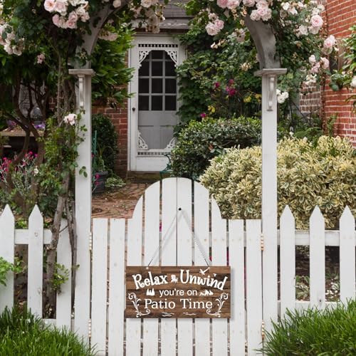 Hotop Metal Patio Sign Vintage Wall Decor for Outdoor, 12 x 6", Brown - Image 6