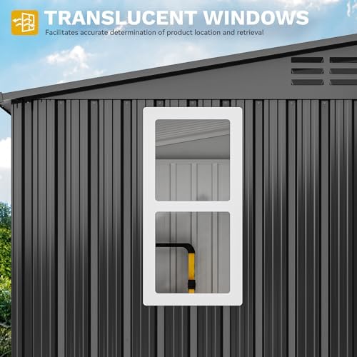 DWVO 9' x 4' Outdoor Storage Shed with Windows & Lockable Double Doors - Image 5