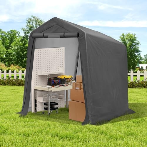 COVERONICS 6' x 7' Outdoor Portable Storage Shelter Shed, Grey by COVERONICS