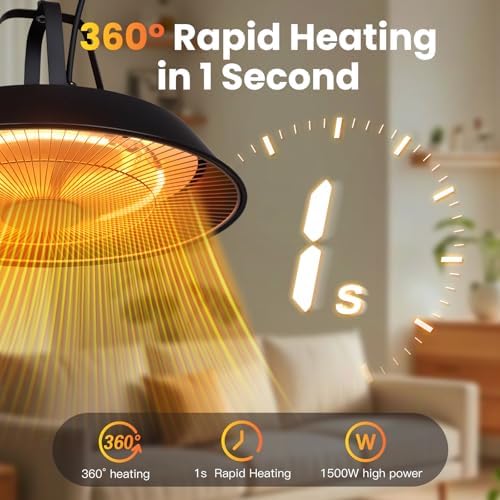 1500W Hanging Patio Heater, Ceiling-Mounted Infrared Heater - Image 3