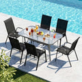 MAMIZO 7 Pieces Patio Dining Set for 6, Glass Table and Textilene Chairs by MAMIZO
