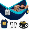 Wise Owl Outfitters Hammock for Camping Double Hammocks Gear for The Outdoors Backpacking Survival or Travel - Portable Lightweight Parachute Nylon DO Navy & Lt Blue by WiseOwlOutfitters