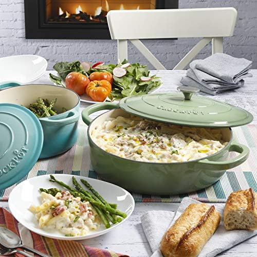 Crock Pot Artisan Enameled Cast Iron Braiser W/Lid, 5-Quart, Pistachio - Image 6