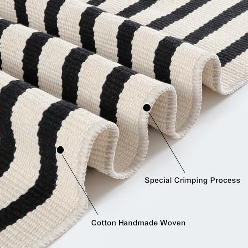 Fall Front Door Mat 2.3'x3.6', Cotton Washable Striped Outdoor Rug - Image 4