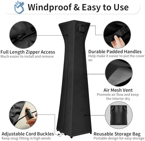 OutdoorLines Waterproof Patio Heater Covers with Zipper and Storage Bag, - Image 5