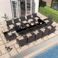 Gotland 15 Piece Outdoor Dining Set, All-Weather Rattan Patio Furniture Set with Umbrella Hole Tempered Glass Square Table, Outdoor Table and Chairs with Removable Cushions for Backyard, Deck Sand by Gotland