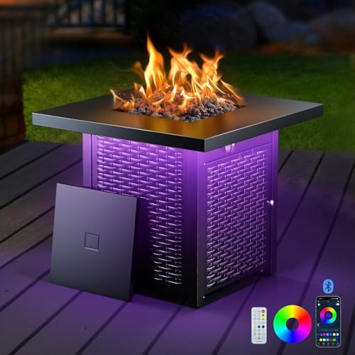 Ciays 28" Propane Fire Pit Table, 50,000 BTU CSA-Listed Gas Fire Pit with RGB Lighting, Adjustable Flame, Lava Rock, APP Control, Music-Sync Lighting, Outdoor Gas Fire Pit for Patio, Backyard & Garden - Image 5