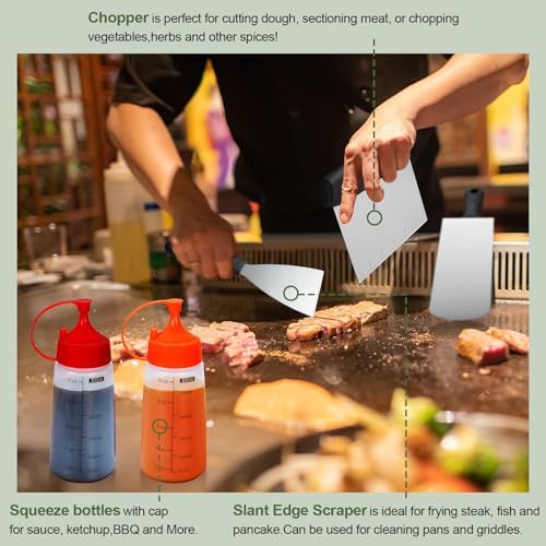 237pcs Griddle Accessories Kit for Blackstone, Perfect Flat Top Grilling Accessories, Grill Spatula Set with Enlarged Spatulas, Basting Cover, Burger Press Patty Maker, Scraper for Outdoor Barbecue - Image 6