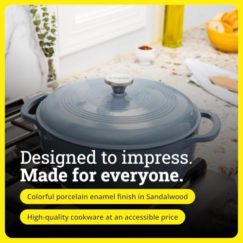 Lodge Essential Enamel Cast Iron Dutch Oven, 7.5 Quart, Storm Blue - Image 6