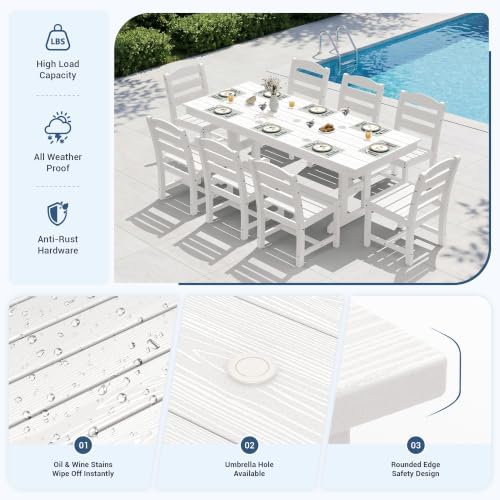 KINGYES Outdoor Armless Dining Chairs Set of 4,HDPE Patio Chairs,White - Image 3