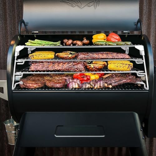 Jerky Racks for Smoker,21" 3-Tier Foldable Sliding Jerky Racks for Traeger, Pit Boss, GMG, Camp Chef and More Smoker Grills, 830"² Cooking Space Expansion Accessory for Barrel Pellet Grills - Image 6