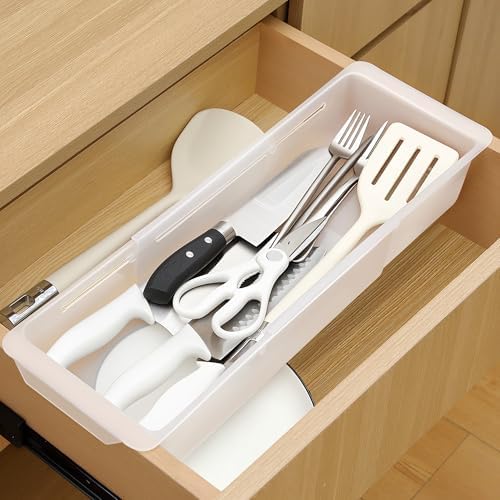 1 Pack Deep Drawer Organizer Bins, Adjustable Sliding Drawer Organizer Bin Expandable Tray for Kitchen Utensils, BBQ Tools, Towels, Durable Plastic Sliding for Easy Storage (17" to 27”) by Gulfmew