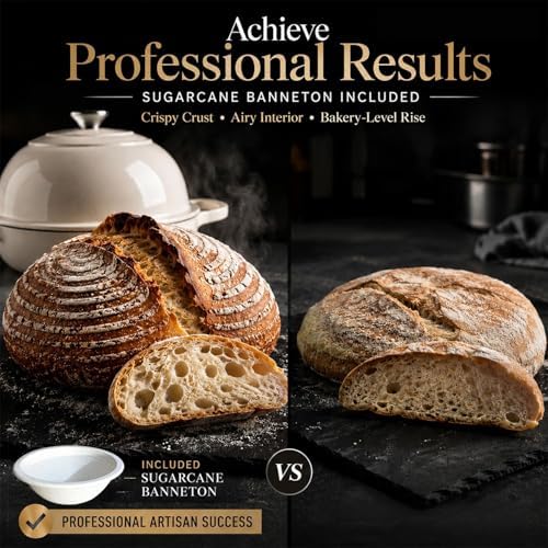 AHJ 6QT Dutch Oven For Bread Baking, Enameled Cast Iron Dutch Oven Pot with Lid, Multi-Functional Bread pan, Sourdough Baking Supplies with Proofing Basket, Cast Iron Bread Oven, Silicone Sling & Gloves. - Image 6
