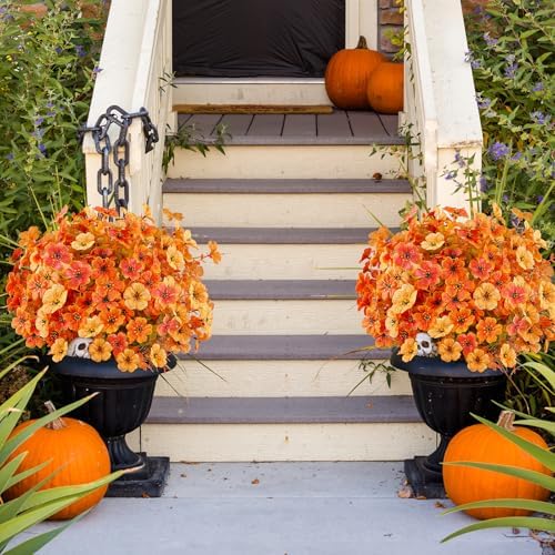 AGIRL Artificial Fall Flowers Outdoor,UV Resistant Fake Mums Porch Decor - Image 5