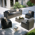 Aoxun Patio Furniture Set, 7 Piece Outdoor Sectional Sofas with Think Cushions, Wicker Rattan Outdoor Furniture Patio Conversation Set for Backyard, Garden Dark Grey by Aoxun