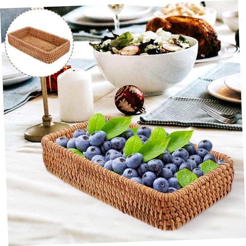MAGICLULU 3pcs Rattan Bread Basket Bread Storage Woven Baskets Seagrass Picnic Serving Wicker Organizer Small Sundries Organizer Rattan - Image 2