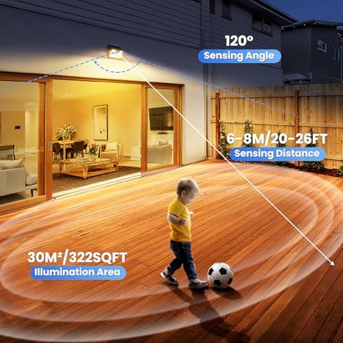 [6 Packs] Solar Motion Sensor Outdoor Lights, Super Bright Solar Lights Outdoor Waterproof, 3 Lighting Modes Security Wall Light for Outside Walking Dog Fence Backyard Deck Garden Door Step Garage - Image 7
