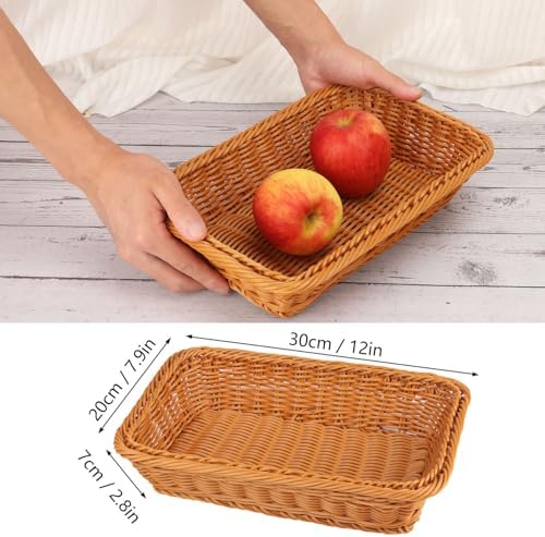 Poly Wicker Baskets 6 Pack 12 inch Large Wicker Baskets Storage – Rustic, Durable & Easy-Cleaning Bread Baskets, for Home, Restaurant & Hotel Use - Image 2