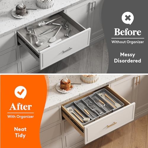 Lifewit Utensil Organizer for Kitchen Drawers, Expandable Utensil Tray - Image 7