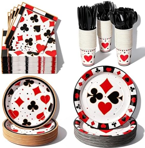 400 Pcs Disposable Casino Tableware Set for 50 Guests by COSINIA