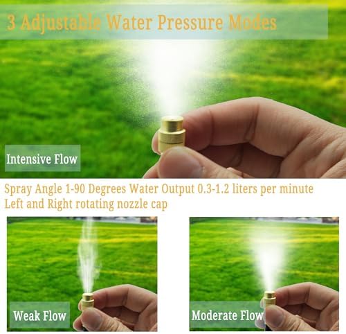 360°Bendable Automatic Irrigation System, 50Ft Adjustable Garden Watering Misting System for Outdoor Cooling System, Trampoline, Greenhouse, Lawn, Plant, Water Mister Nozzles Thread Sprayer 0.043" - Image 2