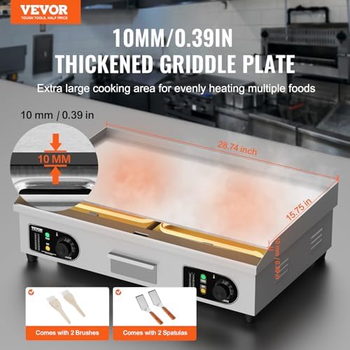VEVOR Commercial Electric Griddle, 30" No Plug, Countertop Flat Top Griddle - Image 2
