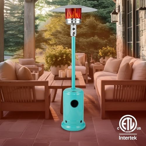 Fire Sense 61130 Patio Heater with Wheels, 48,000 BTU, Aqua Blue - Image 3