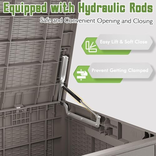 Outdoor Storage Waterproof Deck Box for Patio (120 Gallon, Grey) - Image 2